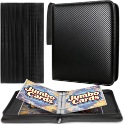 Jumbo Card Binder Compatible with Pokemon Jumbo Cards, 3 Ring PU Leather Zipper - Image 1