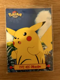 Topps Pokemon Series 1 Pikachu Mural Card TV2 Blue Back Card Non Holo - MP - Image 1