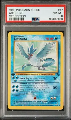 1999 Pokemon Fossil 1st Edition Articuno #17 PSA 8 (57) - Image 1