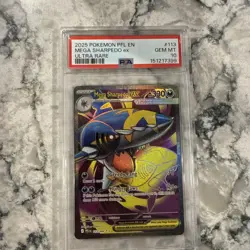 2025 POKEMON PFL EN-PHANTASMAL FLAMES ULTRA RARE #113 MEGA SHARPEDO EX PSA 10 - Image 2