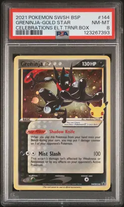 2021 POKEMON SWSH BLACK STAR PROMO #144 GRENINJA-GOLD STAR PSA 8 - Image 1