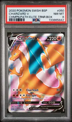 2020 POKEMON SWSH BLACK STAR PROMO #050 CHARIZARD V PSA 8 - Image 1