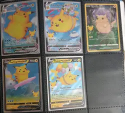 Pokemon Tcg Pikachu Celebrations Bundle V, VMax Full Art Surfing & Flying - Image 1