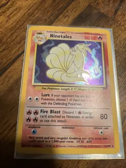 Pokemon TCG Ninetales Holo Unlimited Rare Card Base Set 12/102 - Image 1