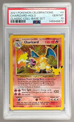 2021 Pokemon Sword & Shield Celebrations Classic 4 Charizard Holo PSA 10 8872 - Image 1