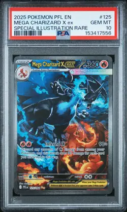 2025 POKEMON PFL EN-PHANTASMAL FLAMES #125 MEGA CHARIZARD X EX PSA 10 - Image 1
