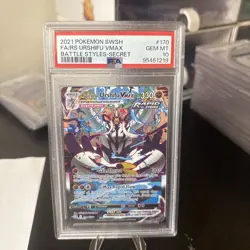 2021 POKEMON SWSH BATTLE STYLES SECRET FULL ART/RAPID STRIKE URSHIFU VMAX PSA 10 - Image 1