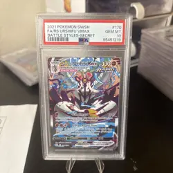 2021 POKEMON SWSH BATTLE STYLES SECRET FULL ART/RAPID STRIKE URSHIFU VMAX PSA 10 - Image 3