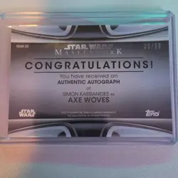 Topps Star Wars Masterwork Axe Woves Autograph Card Simon Kassianides 39/99 - Image 2
