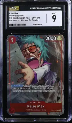 Raise Max OP06-016 CGC 9 Alternate Art Best Selection Vol. 3 One Piece Card - Image 1