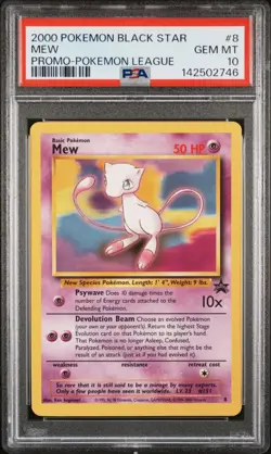 PSA 10 2000 Black Star League Promo Pokemon Card Mew 8 - GEM MINT! - Image 1