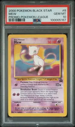PSA 10 2000 Black Star League Promo Pokemon Card Mew 8 - GEM MINT! - Image 1