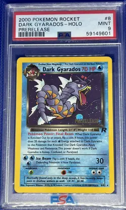 DARK GYARADOS 2000 Pokemon Team Rocket Prerelease Holo #8 - PSA 9 - Image 1