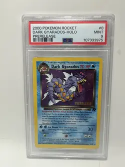 2000 POKEMON ROCKET DARK GYARADOS HOLO #8 PRERELEASE PSA 9 MINT - Image 1