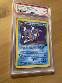 2000 Pokemon Rocket Dark Gyarados Holo Prerelease PSA 9 #8 Holo Swirl - Image 2