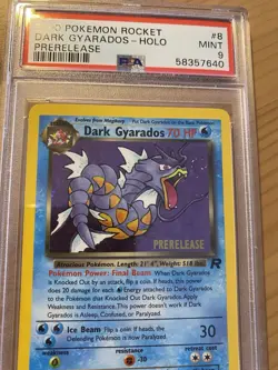 2000 Pokemon Rocket Dark Gyarados Holo Prerelease PSA 9 #8 Holo Swirl - Image 3
