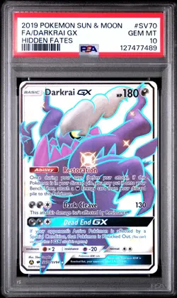 2019 POKEMON SUN & MOON HIDDEN FATES #SV70 FULL ART/DARKRAI GX PSA 10 - Image 1