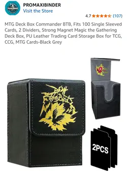 MTG Deck Box Fits 100 Double Sleeved Cards,Strong Magnet Leather Black/Red - Image 4