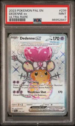 2023 Pokemon PAL EN Dedenne ex ULTRA RARE Full Art 239/193 PSA 9 MINT - Image 1