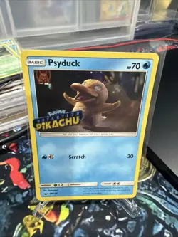 2019 Pokemon Promo Psyduck Holo Detective Pikachu Stamp #SM199 - Image 1