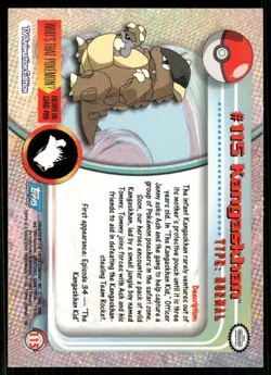 Kangaskhan 1999 Topps TV Animation Edition Vintage Pokemon Card #115 (NM) - Image 2