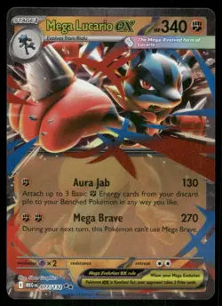 Mega Lucario EX 077/132 Double Rare Holo Mega Evolution Pokemon TCG card - Image 1