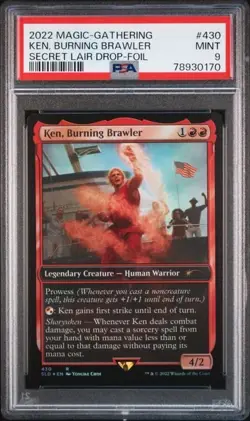 MTG KEN, BURNING BRAWLER FOIL PSA9 - SLD / 430 - SECRET LAIR Street Fighter - Image 1