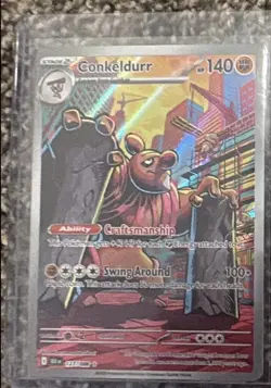 Pokemon Conkeldurr 127/086 Sv: Black Bolt Illustration Rare Full Art Holo HP 140 - Image 1