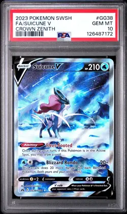 Pokemon Suicune V GG38/GG70 Crown Zenith PSA 10 Gen Mint Alt Art - Image 1
