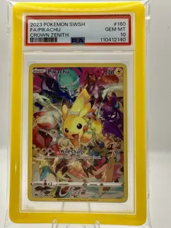2023 Pokemon Pikachu 160 Crown Zenith Full Art PSA 10 Gem Mint - Image 1