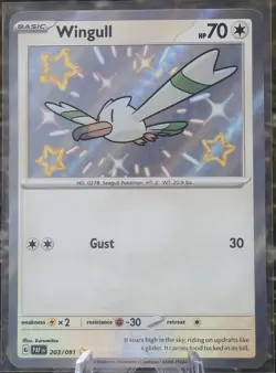 Wingull 203/091 - Paldean Fates - Pokemon TCG - Shiny Rare - Near Mint - Image 1