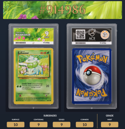 Pokemon TCG Vintage WOTC 1999 Base Set Bulbasaur 44/102 Graded Ace 9 Mint - Image 1