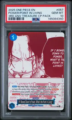 One Piece 3rd Anniv. Treasure Campaign Power, Point Living OP13-057 PSA 10 - Image 1