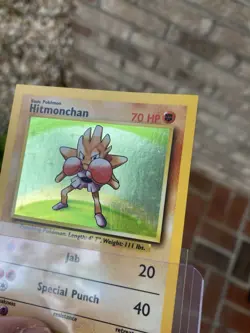SQUARE CUT Hitmonchan 7/102 Base Set Holo Pokemon Card (G4) - Image 3