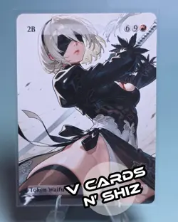 Nier 2B, Waifu the Gathering, Custom Anime Waifu Female Trading Card non holo - Image 1