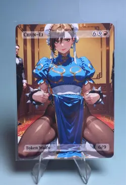 Chun-Li Waifu the Gathering, Custom Anime Street Fighter Trading Card - Image 1