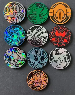 10 X Pokemon Coins Coin Tokens Shiny Pikachu Deoxys Sceptile Team Magma Lycanroc - Image 1