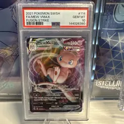 2021 POKEMON SWORD & SHIELD FUSION STRIKE #114 FULL ART/MEW VMAX PSA 10 - Image 1