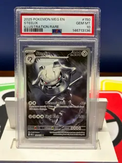 PSA 10 GEM MINT Steelix Mega Evolution Illustration Rare 2025 Pokemon 150/132 - Image 1