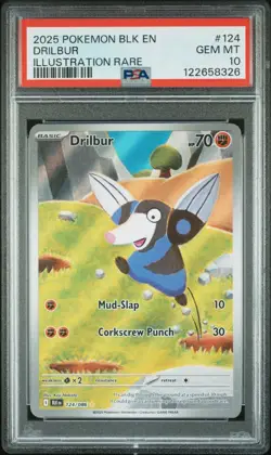 Pokemon TCG - Drilbur 124/086 Sv: Black Bolt Illustration Rare PSA 10 - Image 1