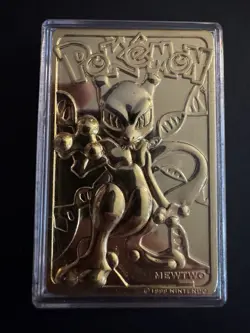 1999 Pokemon 23K Gold Plated Mewtwo #150 + COA & Case Burger King Promo - Image 2