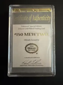 1999 Pokemon 23K Gold Plated Mewtwo #150 + COA & Case Burger King Promo - Image 3