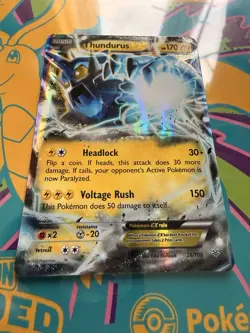 Pokemon Thundurus EX 26/108 Roaring Skies Ultra Rare Holo NM/LP - Image 2