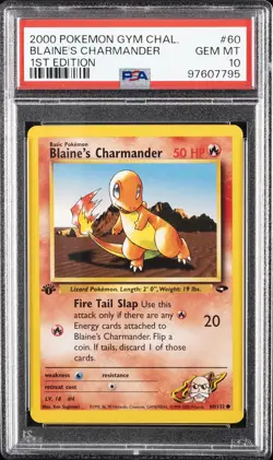 2000 POKEMON GYM CHALLENGE 1ST ED #60 BLAINE'S CHARMANDER PSA 10 - Image 1