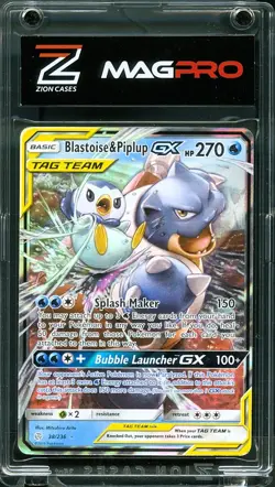 2019 Pokemon TCG Sun & Moon #38 Blastoise & Piplup GX Comic Eclipse FULL ART DMG - Image 2