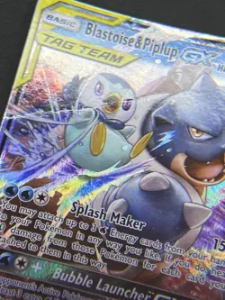 2019 Pokemon TCG Sun & Moon #38 Blastoise & Piplup GX Comic Eclipse FULL ART DMG - Image 5