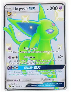 ~ESP~ SPANISH Espeon GX SV60 Hidden Fates Full Shiny Pokemon Card (G4) - Image 1
