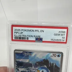 2025 POKEMON PFL EN-PHANTASMAL FLAMES ILLUSTRATION RARE #098 PIPLUP PSA 10 - Image 2