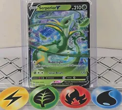 Pokemon TCG Serperior V 7/195 Silver Tempest Holo 2022 NM - Image 1