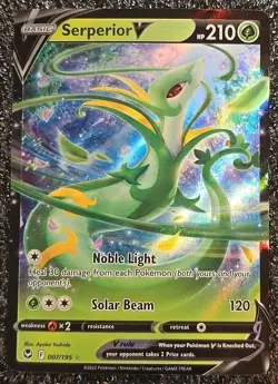 Pokemon TCG Serperior V 7/195 Silver Tempest Holo 2022 NM - Image 2